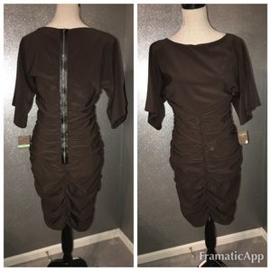 Taylor brown ruched front and back dress: 8